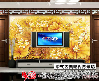 打造詩意家居 牛圖壁畫高清3D立體荷塘月色壁紙，客廳電視背景墻的理想選擇